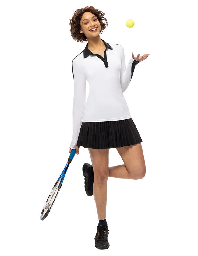 Women Long Sleeve Golf Polo Shirts Lightweight Moisture Wicking Shirts UPF 50+ Tennis Shirts with Buttons