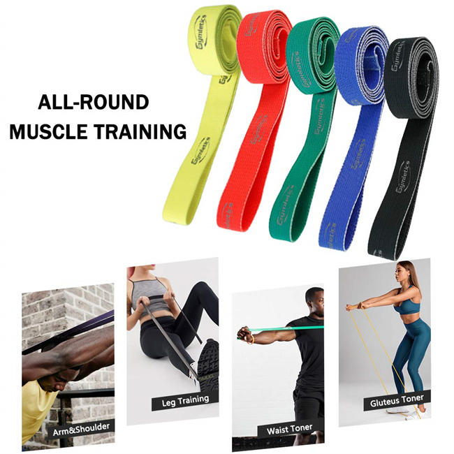 5 Pack Pull Up Assist Bands, Fabric Exercise Resistance Bands Set, Heavy Duty Stretch Bands, Mobility Bands for Workout Body, Stretching, Exercise, and Assisted Pull Ups