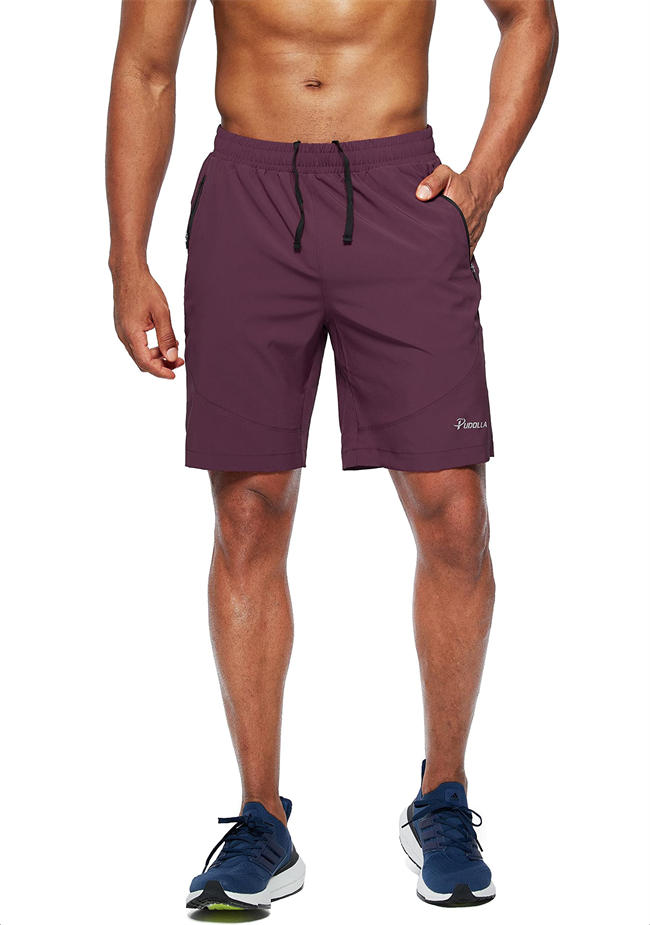 Men Workout Running Shorts Lightweight Gym Athletic Shorts for Men with Zipper Pockets