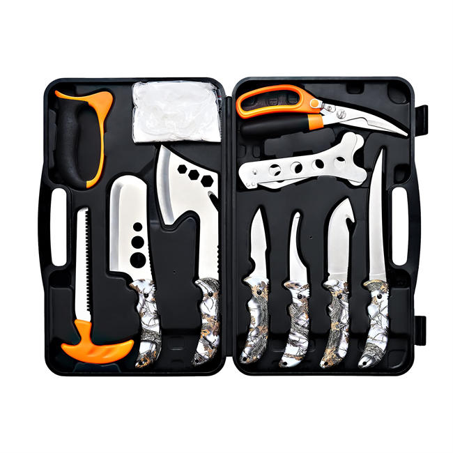 Hunting Deer Knife Set Field Dressing Kit Portable Butcher Game Processor Set, 12 Pieces