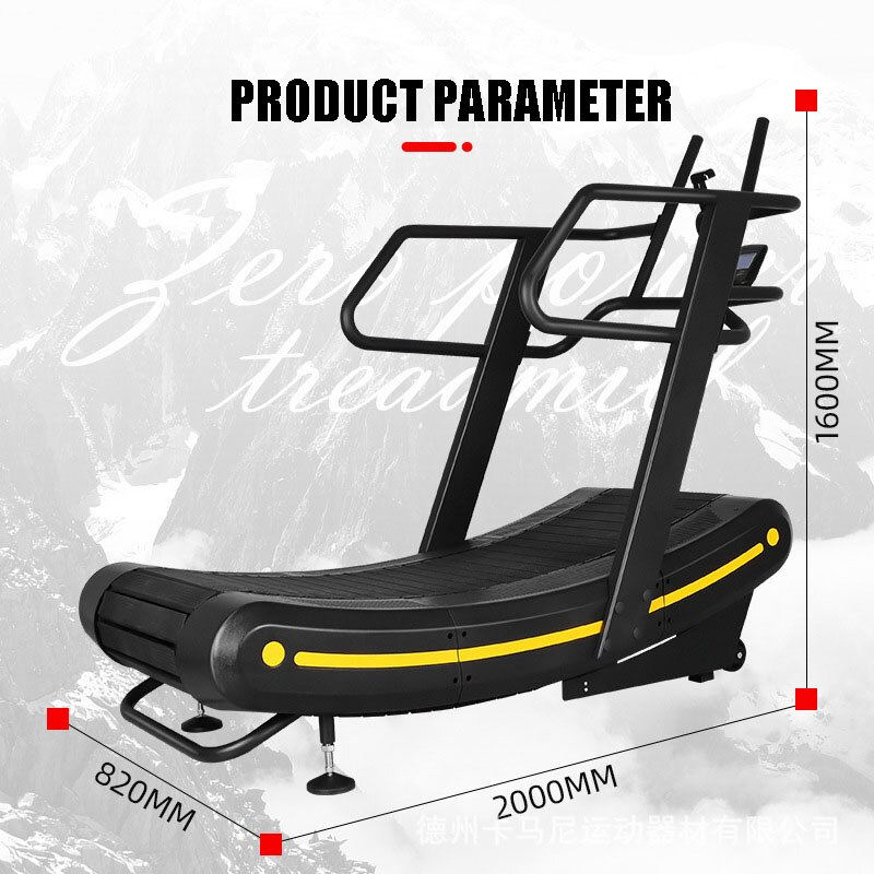 Commercial non-powered Curved treadmills for gyms Tracked arc mechanical 