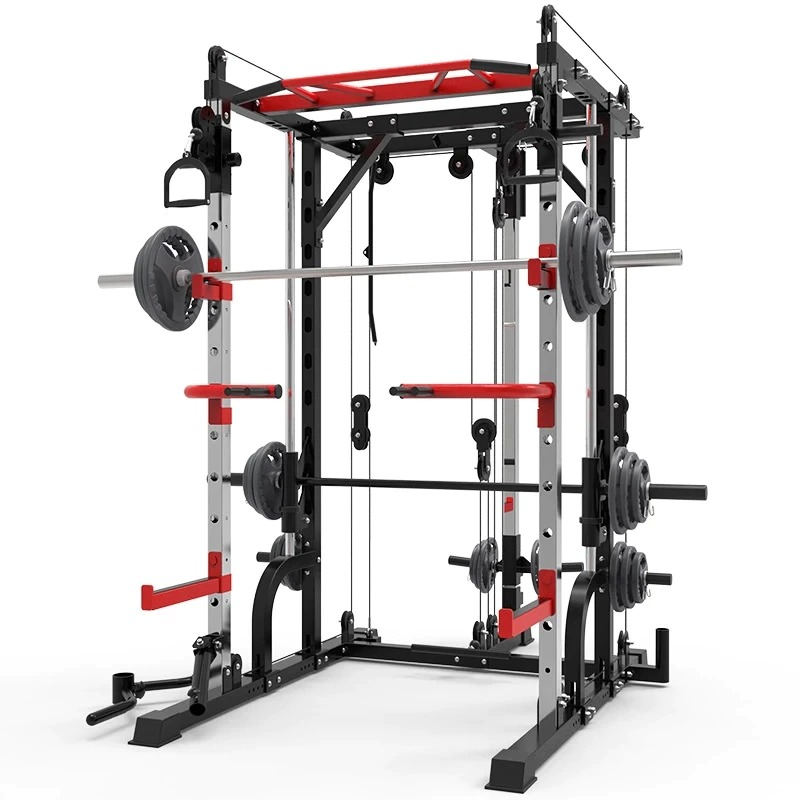 Smith machine steel gantry frame squat rack,128KG